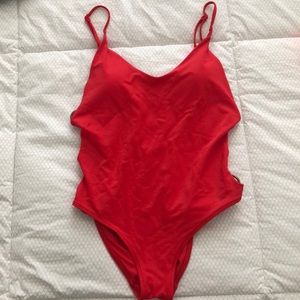 Red one piece swimsuit